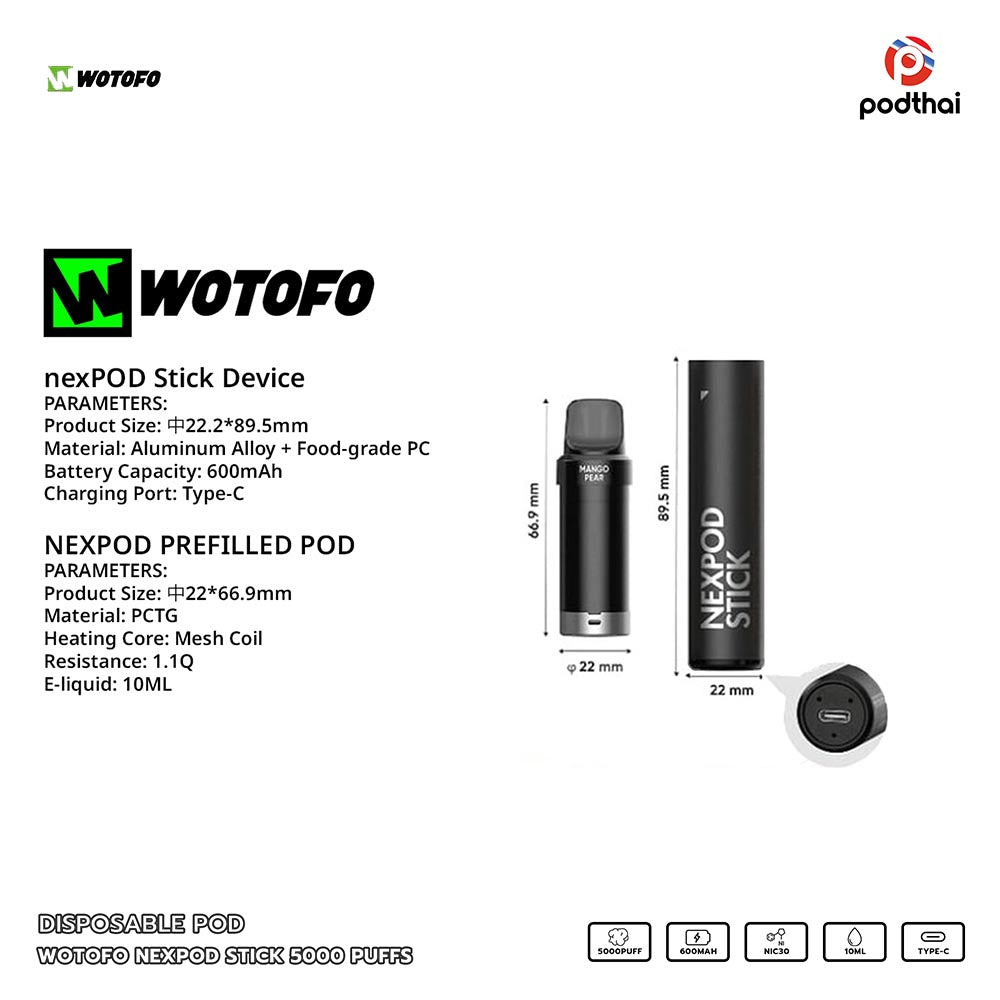 WOTOFO NEXPOD STICK 5000 Puffs Disposable
